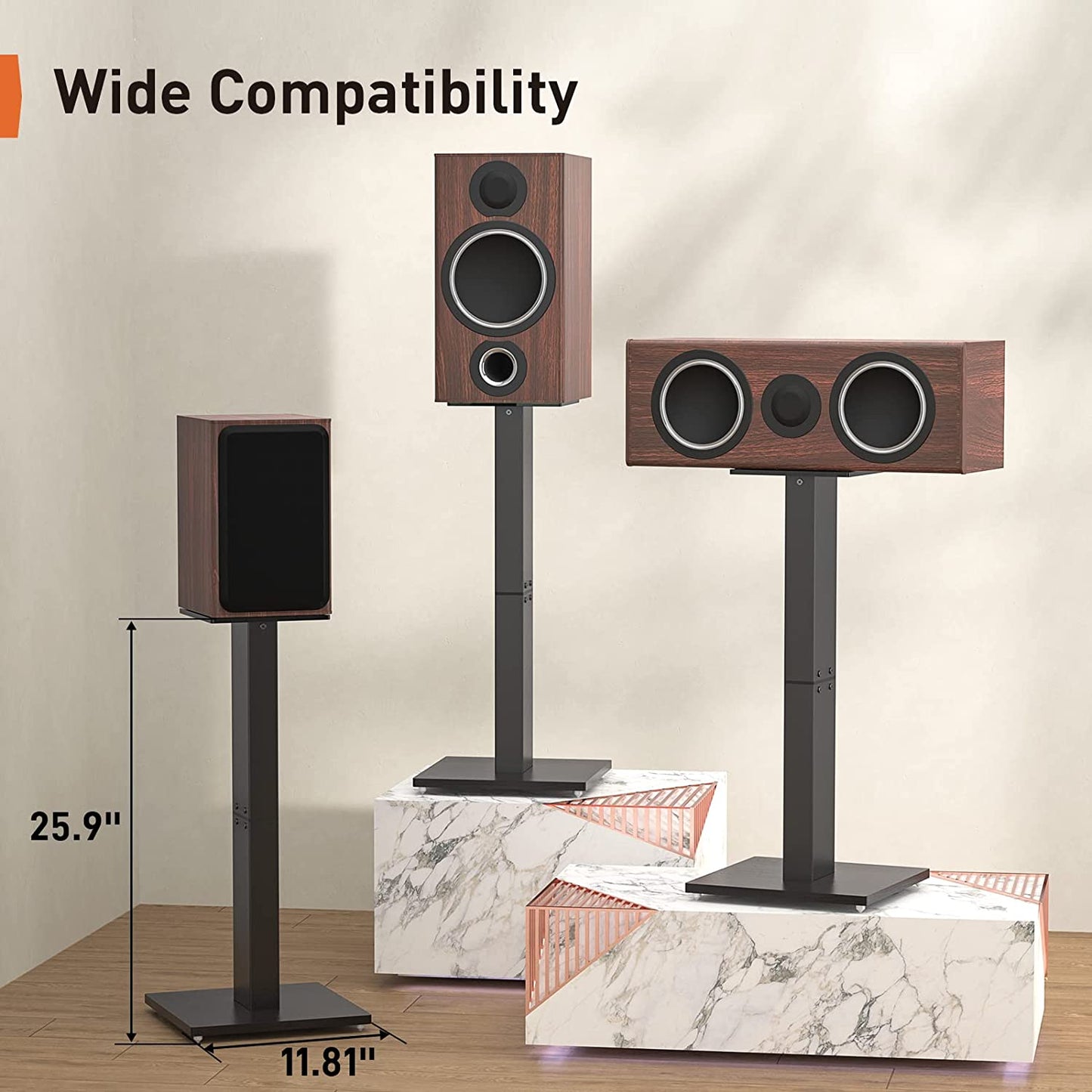 Speaker Stand for Bookshelf Speakers Up To 22 lbs