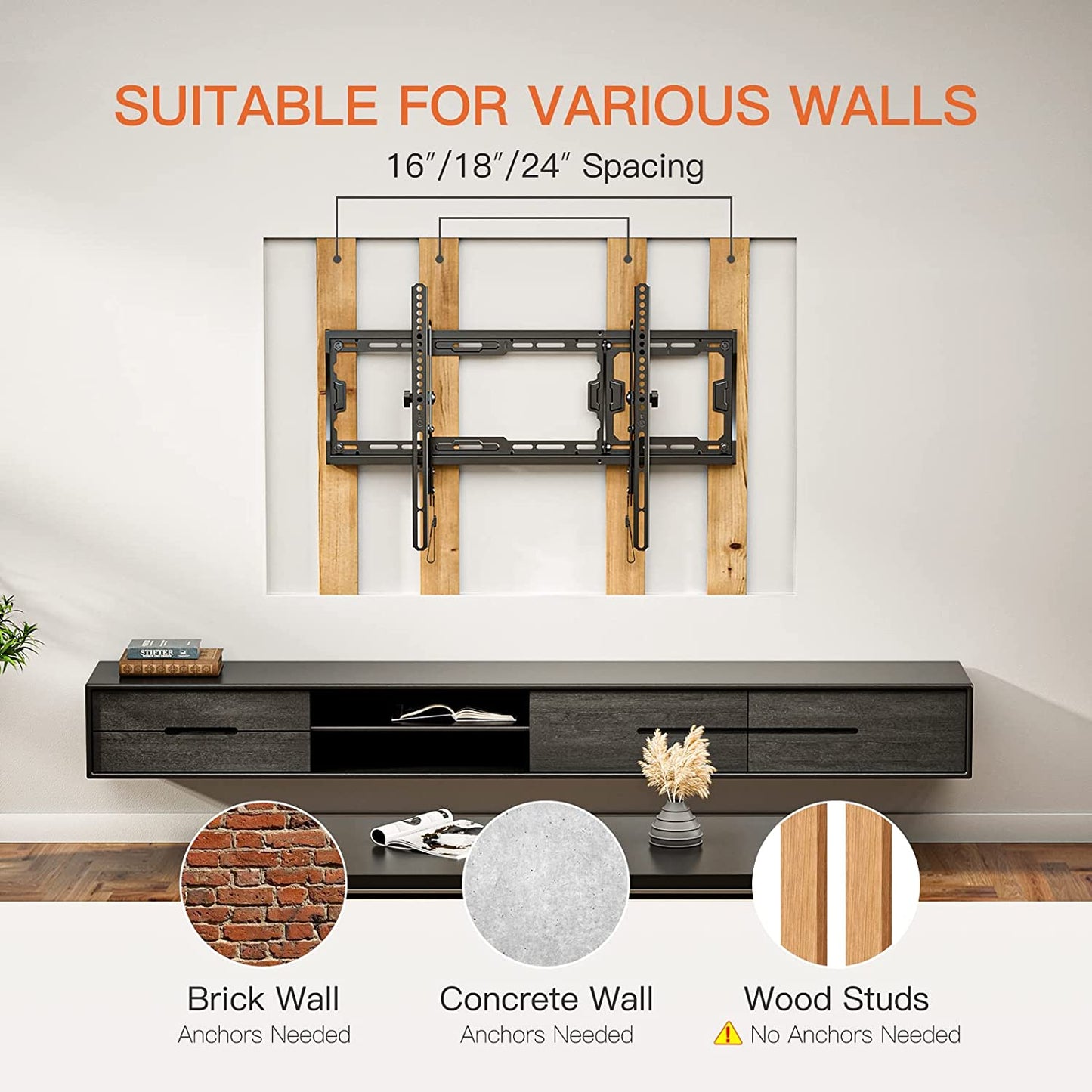 Tilt TV Wall Mount For 37" To 75" TVs, PGLT1