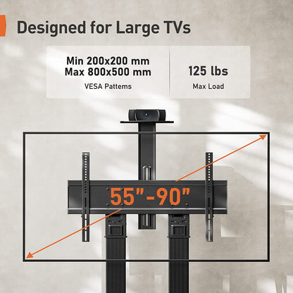 Heavy-Duty TV Cart For 55" To 90" TVs