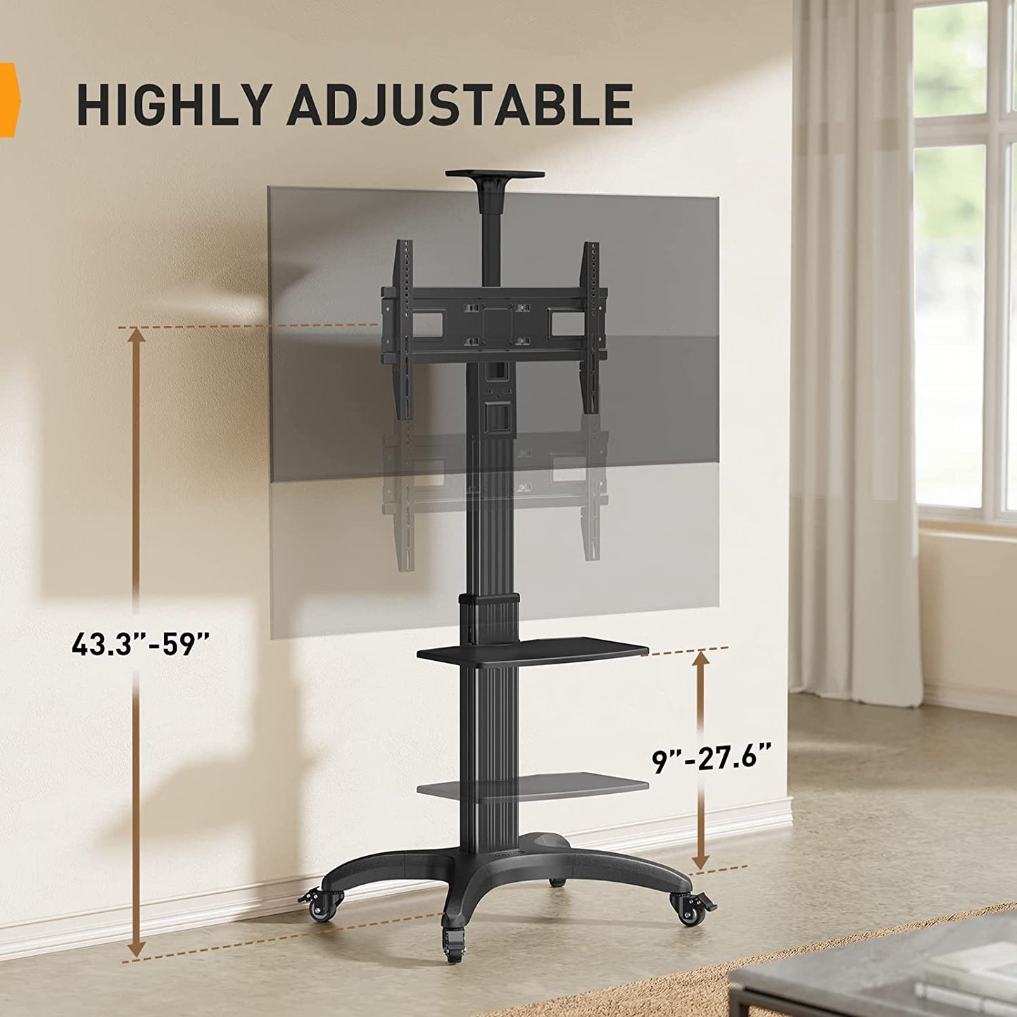 Heavy-Duty TV Cart For 32" To 70" TVs
