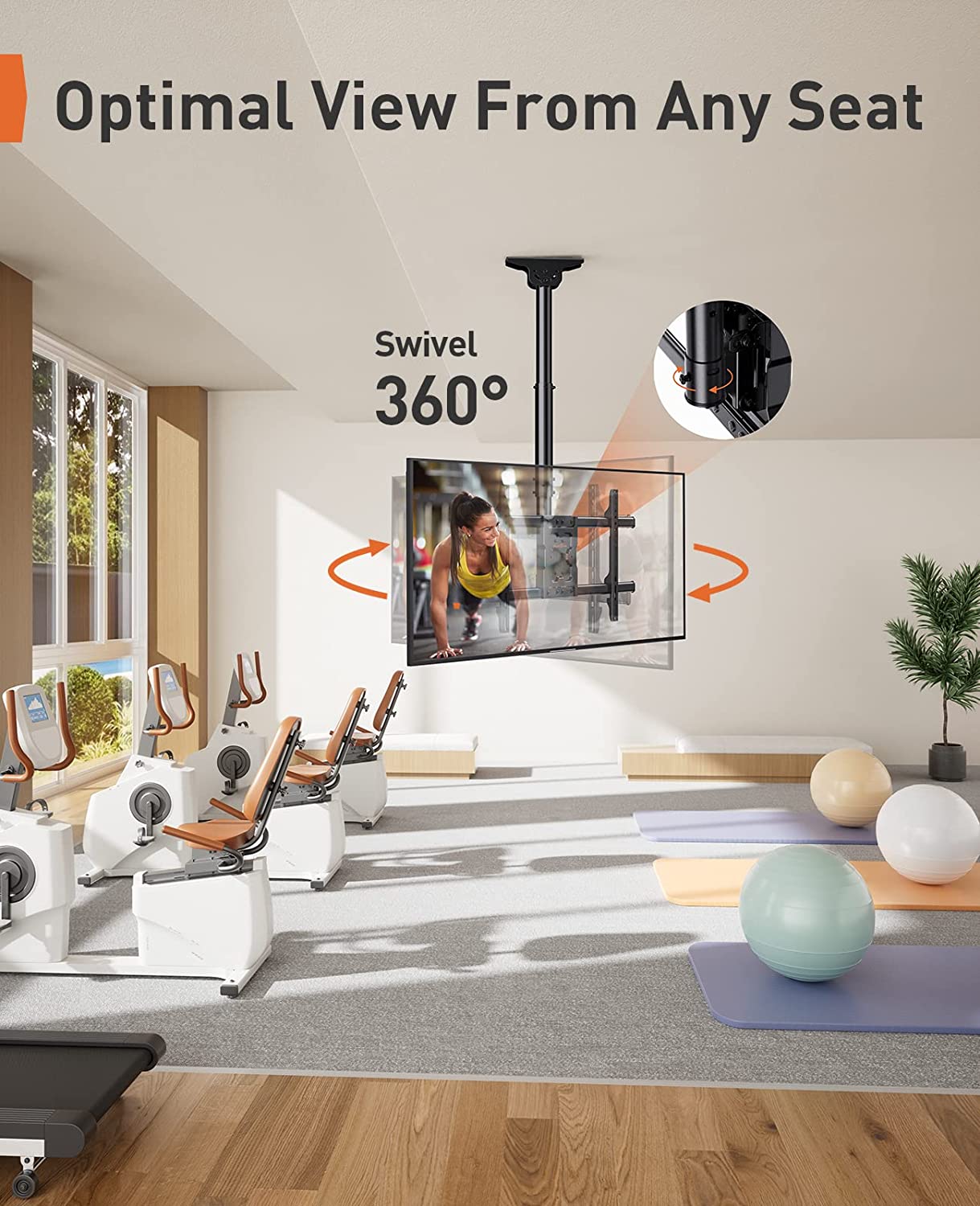 Multi-Adjustable  Ceiling TV Mount For 37" To 75" TVs, PGLCM1