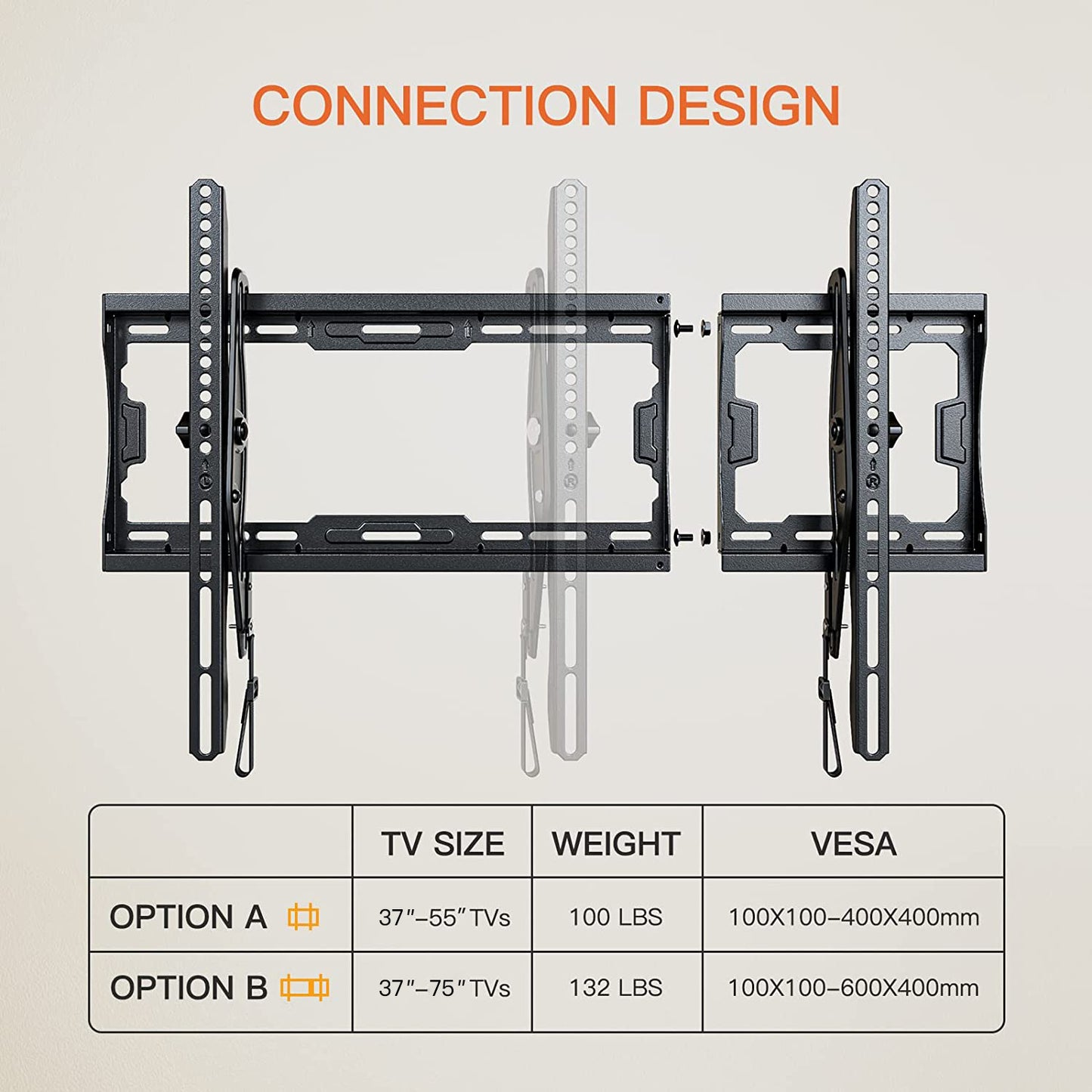 Tilt TV Wall Mount For 37" To 75" TVs, PGLT1