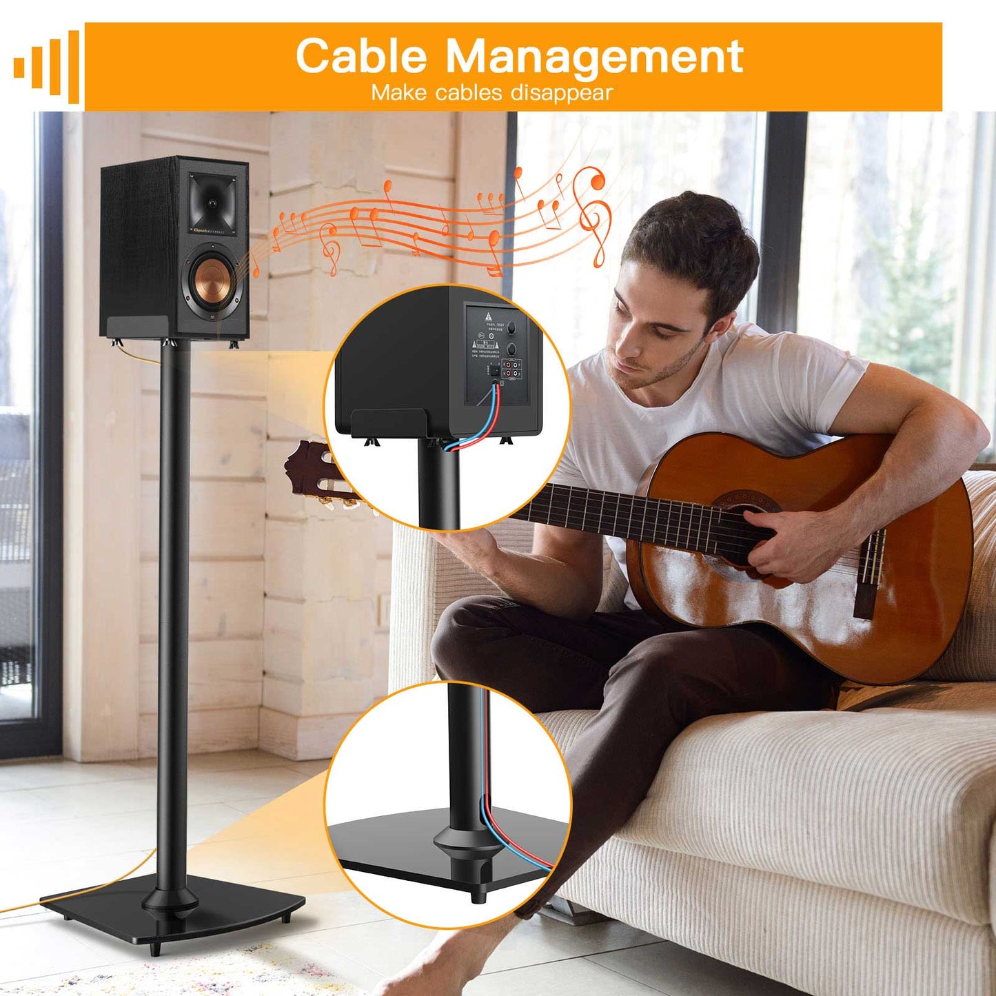 Floor Speaker Stands for Bookshelf Speakers Up To 22 lbs
