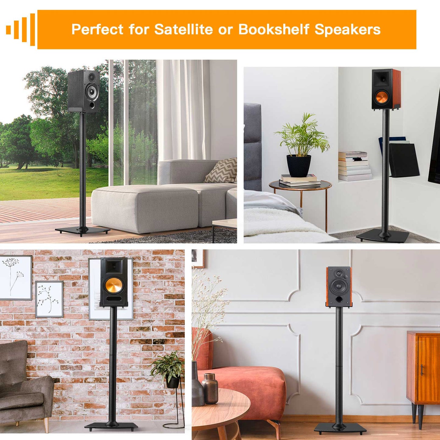 Floor Speaker Stands for Bookshelf Speakers Up To 22 lbs