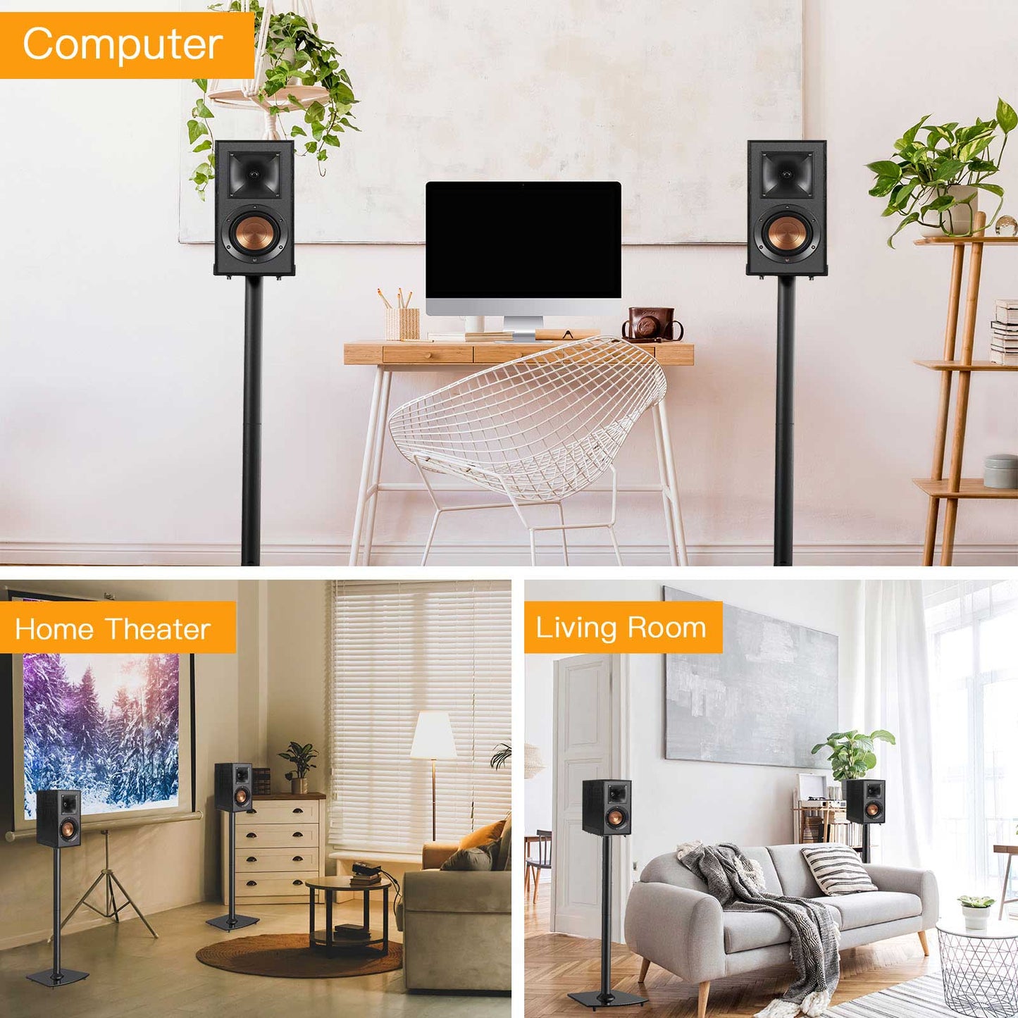 Floor Speaker Stands for Bookshelf Speakers Up To 22 lbs
