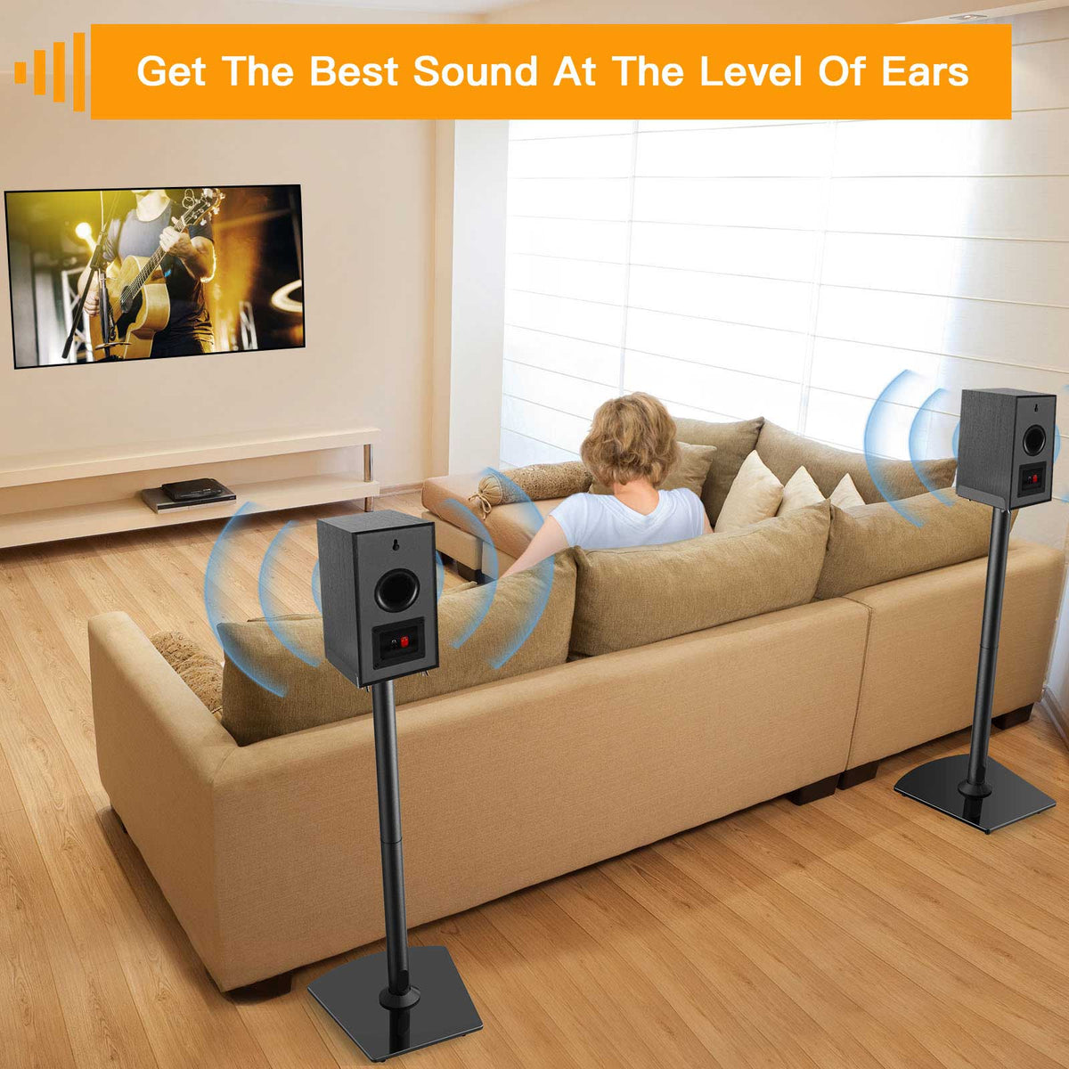 Floor Speaker Stand for Bookshelf Speakers Up To 22 lbs Perlegear