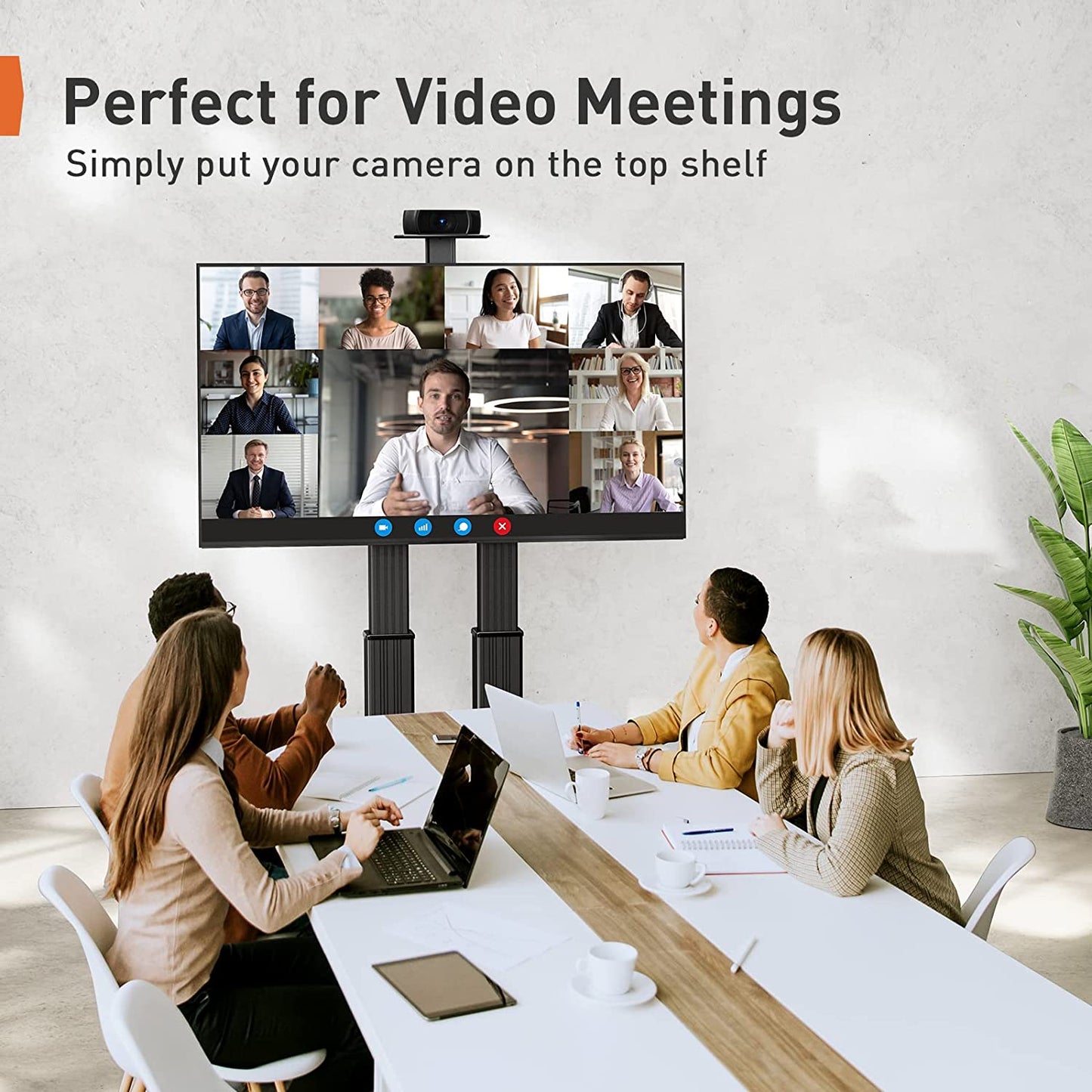 Heavy-Duty TV Cart For 55" To 90" TVs