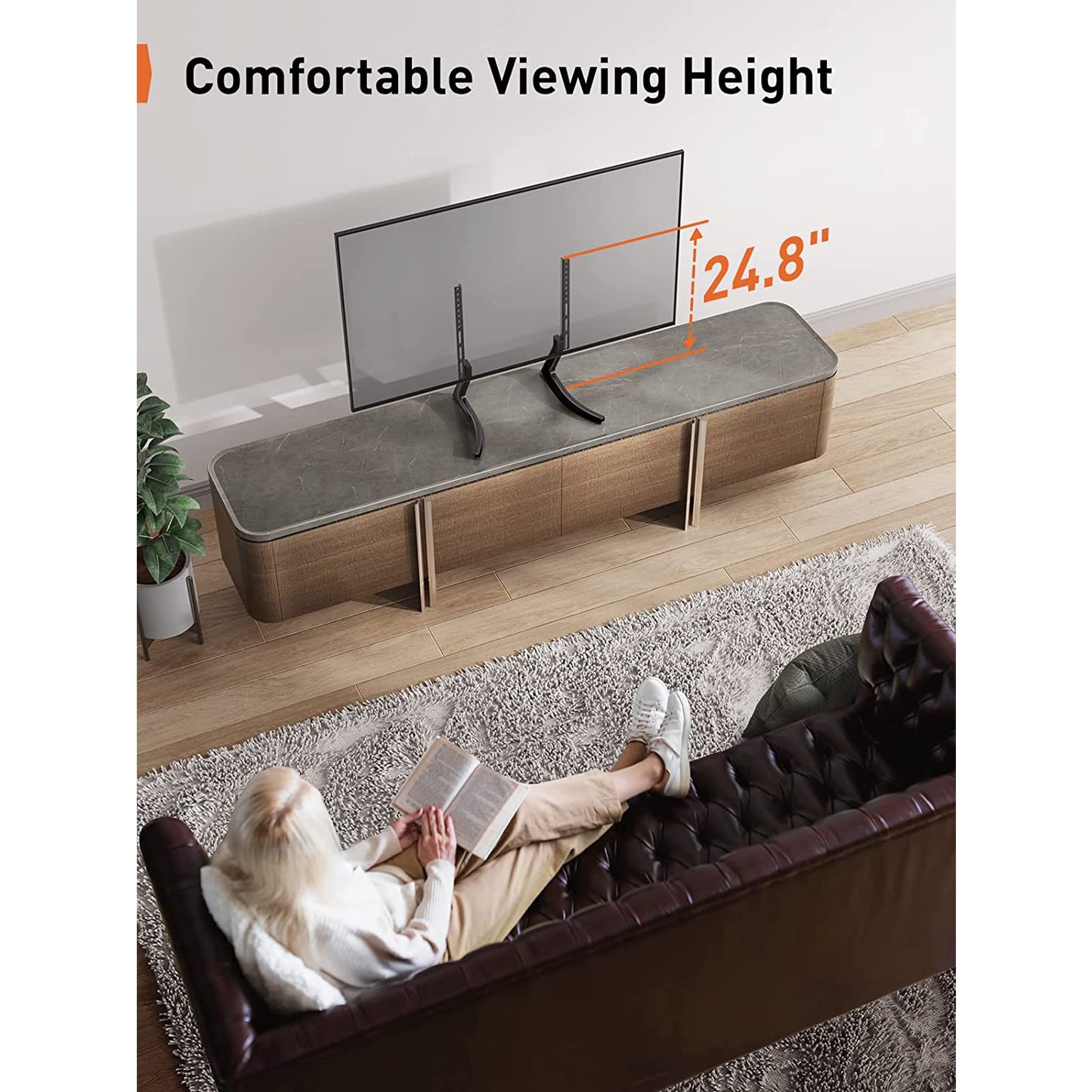 Fixed Tabletop TV Stand For 32" To 55" TVs