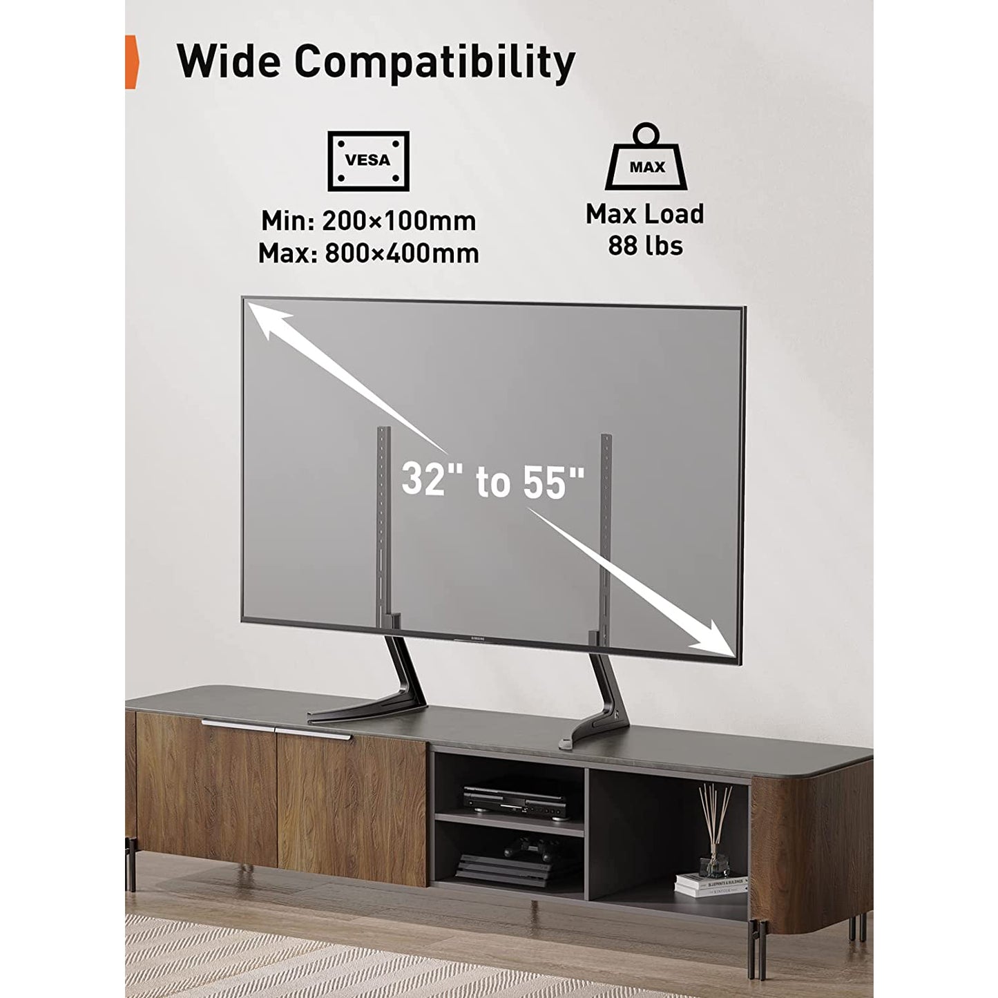 Fixed Tabletop TV Stand For 32" To 55" TVs